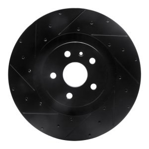 Cadillac CTS Brake Rotor (1) - Front Left - R1 Concepts - Drilled & Slotted - Black - `09-`15